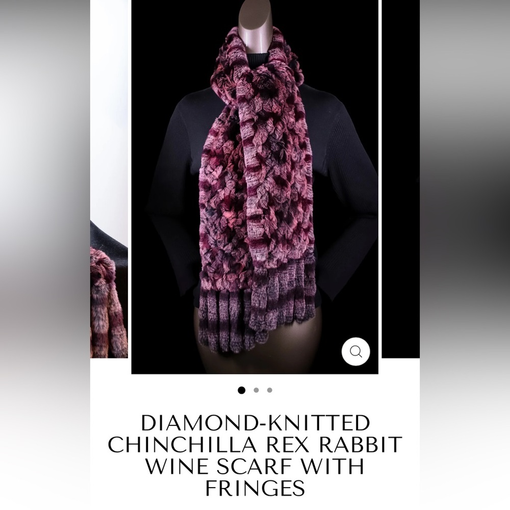 Chinchilla Rex Rabbit Scarf in Wine